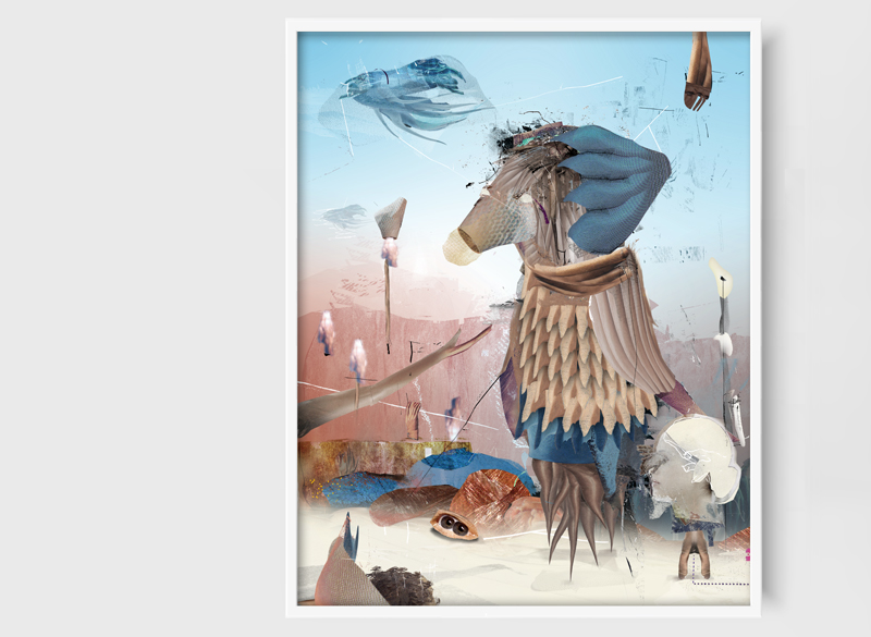 O.T. / Flusspferd, 2015, Digitale Collage, kaschiert auf Aludibond, 50×40 cm